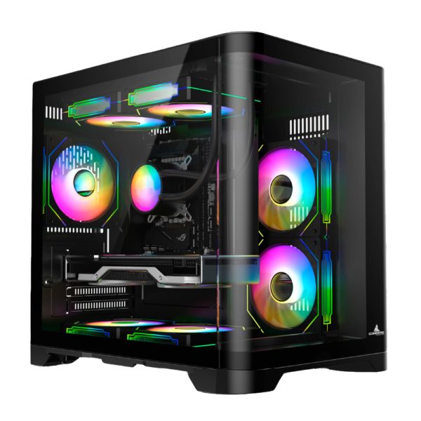 Chasis Gamer Iceberg Crystal WAVE M – NEGRO-3 Ventiladores