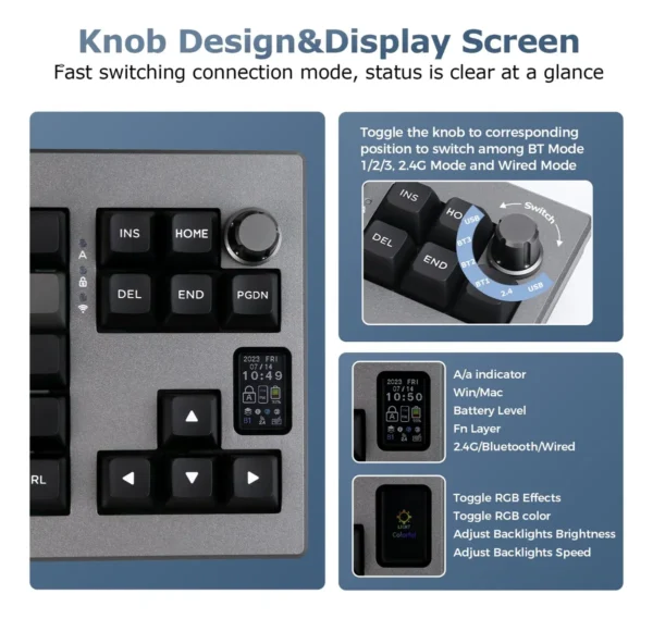 Teclado Mecánico EPOMAKER Shadow-X Gasket – Inalámbrico, Hot-Swappable, con Pantalla LCD - Imagen 3