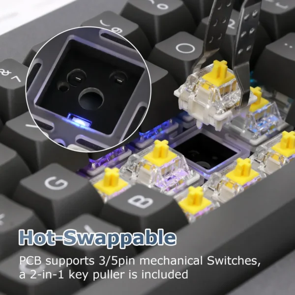Teclado Mecánico EPOMAKER Shadow-X Gasket – Inalámbrico, Hot-Swappable, con Pantalla LCD - Imagen 6