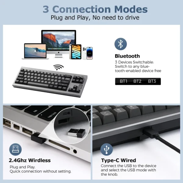 Teclado Mecánico EPOMAKER Shadow-X Gasket – Inalámbrico, Hot-Swappable, con Pantalla LCD - Imagen 5