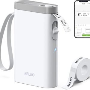 Nelko impresora de etiquetas Bluetooth P21, mini etiquetadora inalámbrica con múltiples plantillas para organizar la oficina y el hogar, color blanco