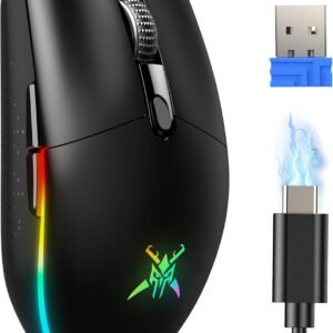 TECKNET Mouse Gamer Inalámbrico RGB 8000 DPI – Recargable 100h