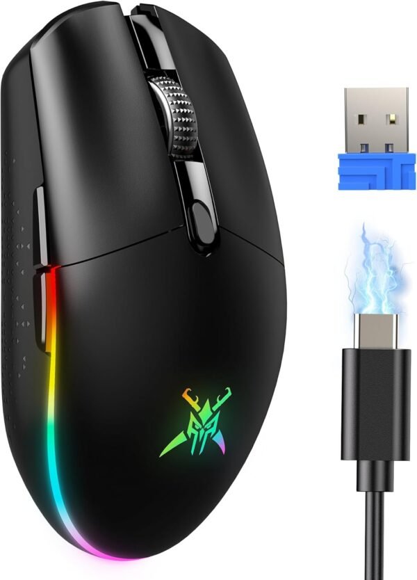 TECKNET Mouse Gamer Inalámbrico RGB 8000 DPI – Recargable 100h