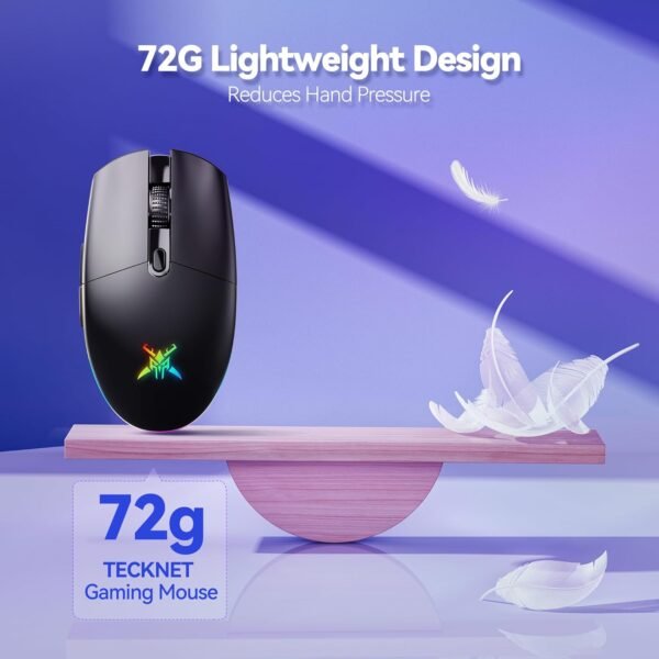 TECKNET Mouse Gamer Inalámbrico RGB 8000 DPI – Recargable 100h - Imagen 7