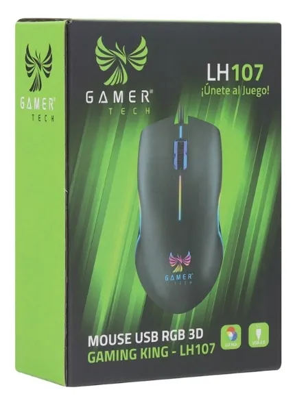 Mouse Usb RGB 3D Gaming King LH107 Negro - Imagen 4