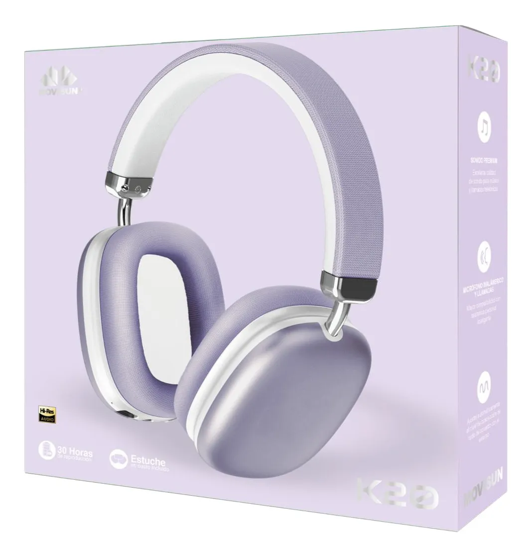 Diadema Bluetooth Inalámbrica Movisun K20 Color lila - Imagen 2