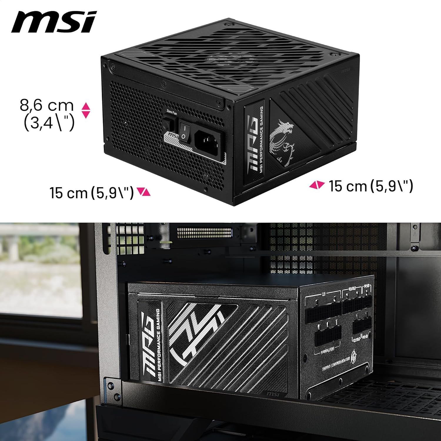 Fuente MSI MPG A850GS 850W 80+ Gold PCIe 5 Modular - Imagen 6