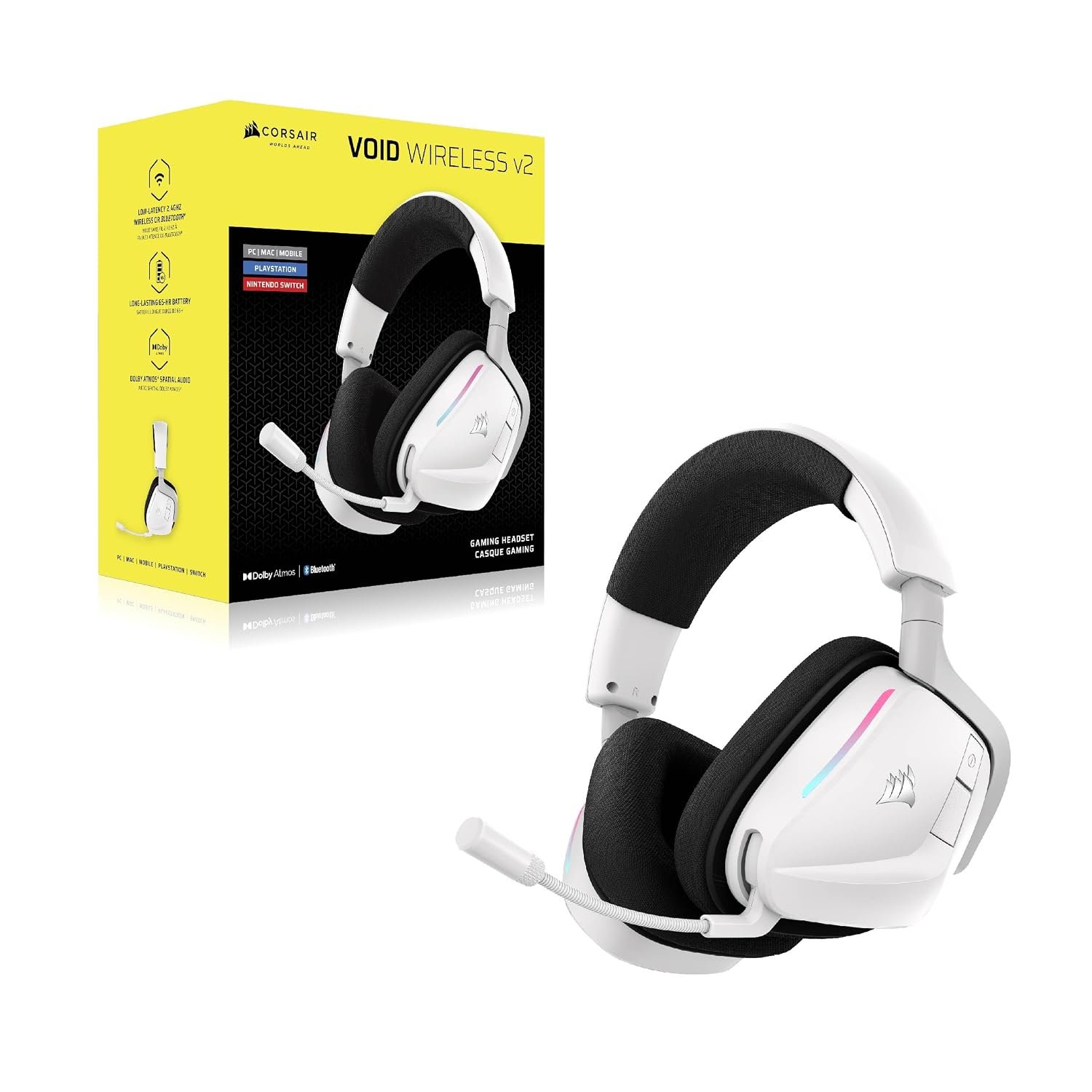 Diadema Gamer Corsair VOID V2 Inalámbrica Bluetooth para PC, PS5, PS4, Switch y Móvil con Dolby Atmos - Imagen 2